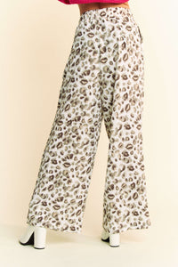 Hazel Blues® |  Davi & Dani Drawstring Leopard Wide Leg Pants