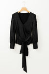 Hazel Blues® |  Glitter Surplice Long Sleeve Blouse