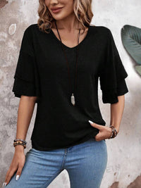 Hazel Blues® |  V-Neck Half Sleeve Blouse