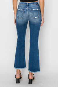 Hazel Blues® |  RISEN Frayed Step Hem Ankle Straight Jeans