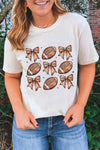 Hazel Blues® |  White Football Fashion Bow Print Cotton Blend T Shirt