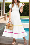 Hazel Blues® |  Contrast Trim Button Up Short Sleeve Dress