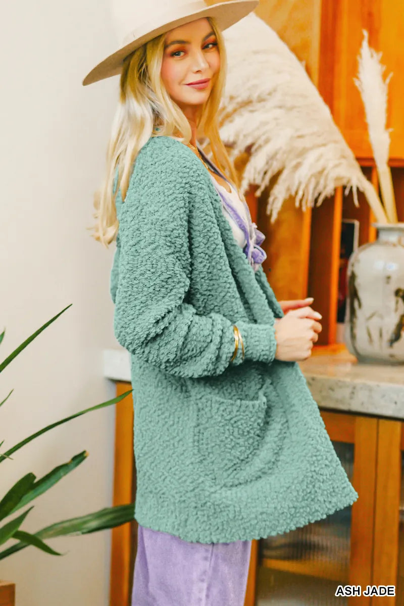 Hazel Blues® Zenana Long Sleeve Popcorn Sweater Cardigan with