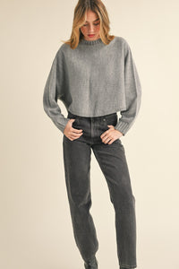 Hazel Blues® |  Mable Round Neck Dolman Sleeve Cropped Sweater