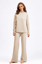 Hazel Blues® |  Basic Bae Rolled Round Neck Top and Pants Sweater Set