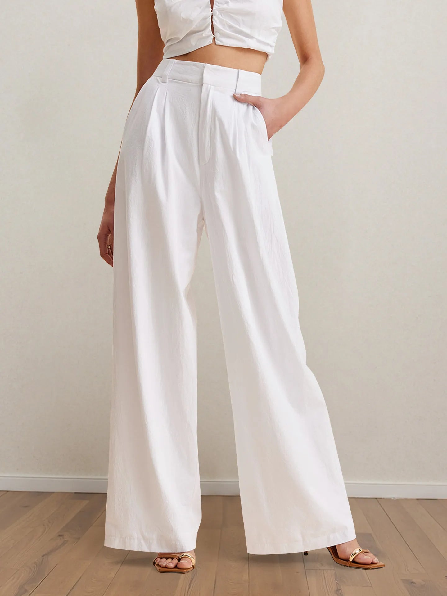 Strapless Peplum Top and Wide Leg Pants Set – Hazel Blues®
