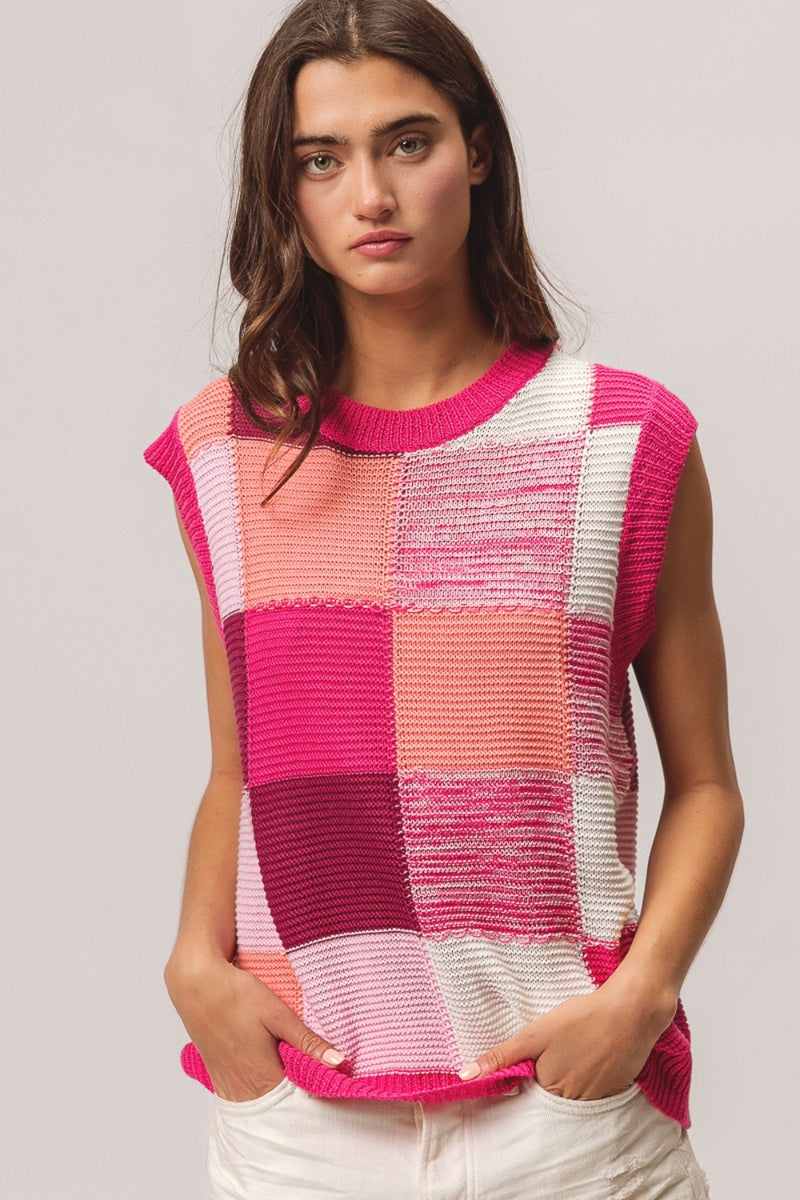 Hazel Blues® |  BiBi Color Block Round Neck Sweater Vest