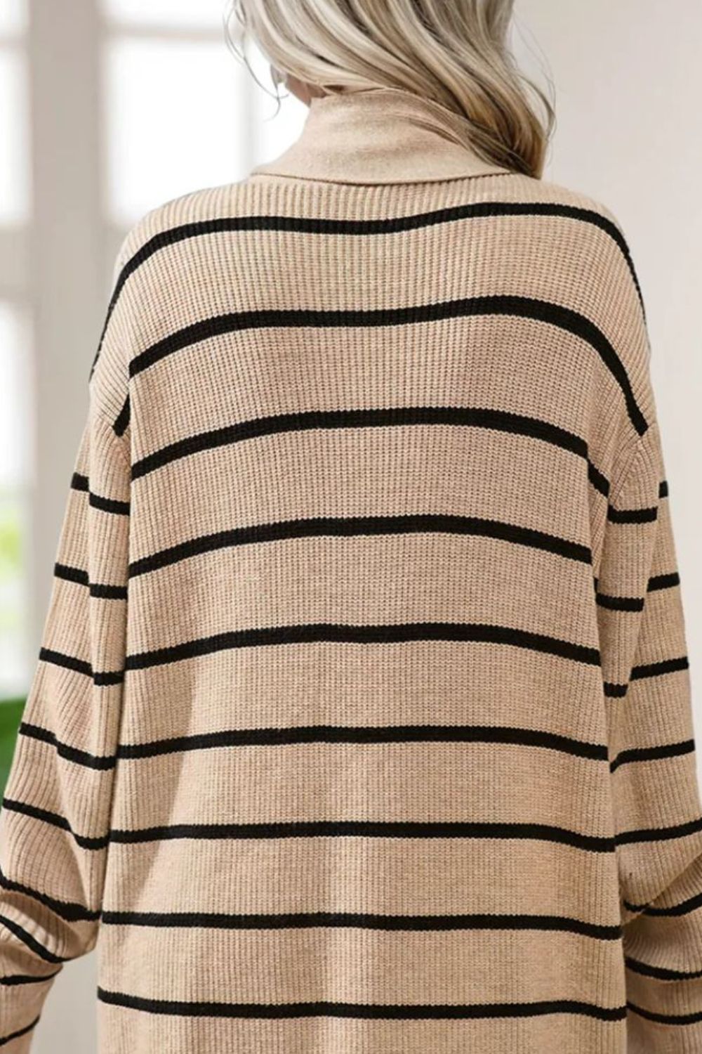 Hazel Blues® |  Striped Open Front Long Sleeve Cardigan