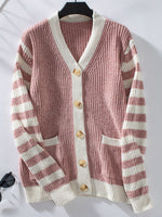 Hazel Blues® |  Striped Button Up Long Sleeve Cardigan