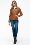 Hazel Blues® |  YMI Faux Layered Double-Zipper Jacket with Fuzzy Hood
