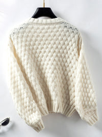 Hazel Blues® |  Cable-Knit Round Neck Long Sleeve Sweater