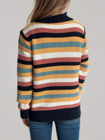 Hazel Blues® |  Contrast Stripes Turtleneck Long Sleeve Sweater
