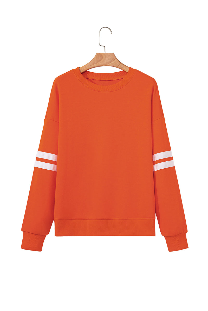 Hazel Blues® |  Evergreen Varsity Striped Detail Drop Shoulder Oversized Sweatshirt