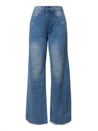 Hazel Blues® |  Raw Hem Wide Leg Jeans with Pockets