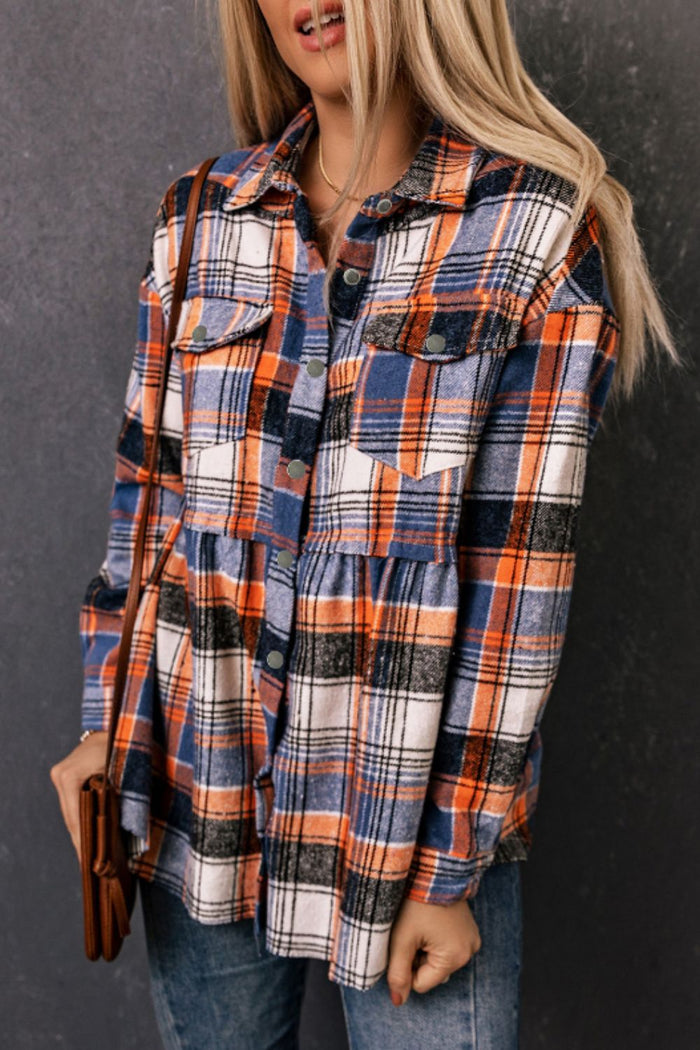 Hazel Blues® |  Plaid Collared Neck Long Sleeve Shirt