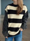 Hazel Blues® |  Contrast Round Neck Long Sleeve Sweater