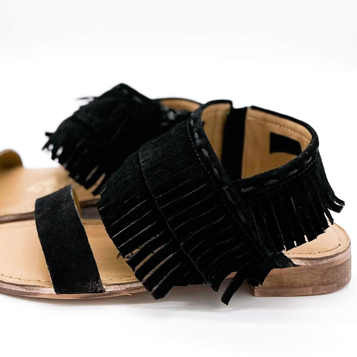 Hazel Blues® |  Fringe Star Sandal in Black