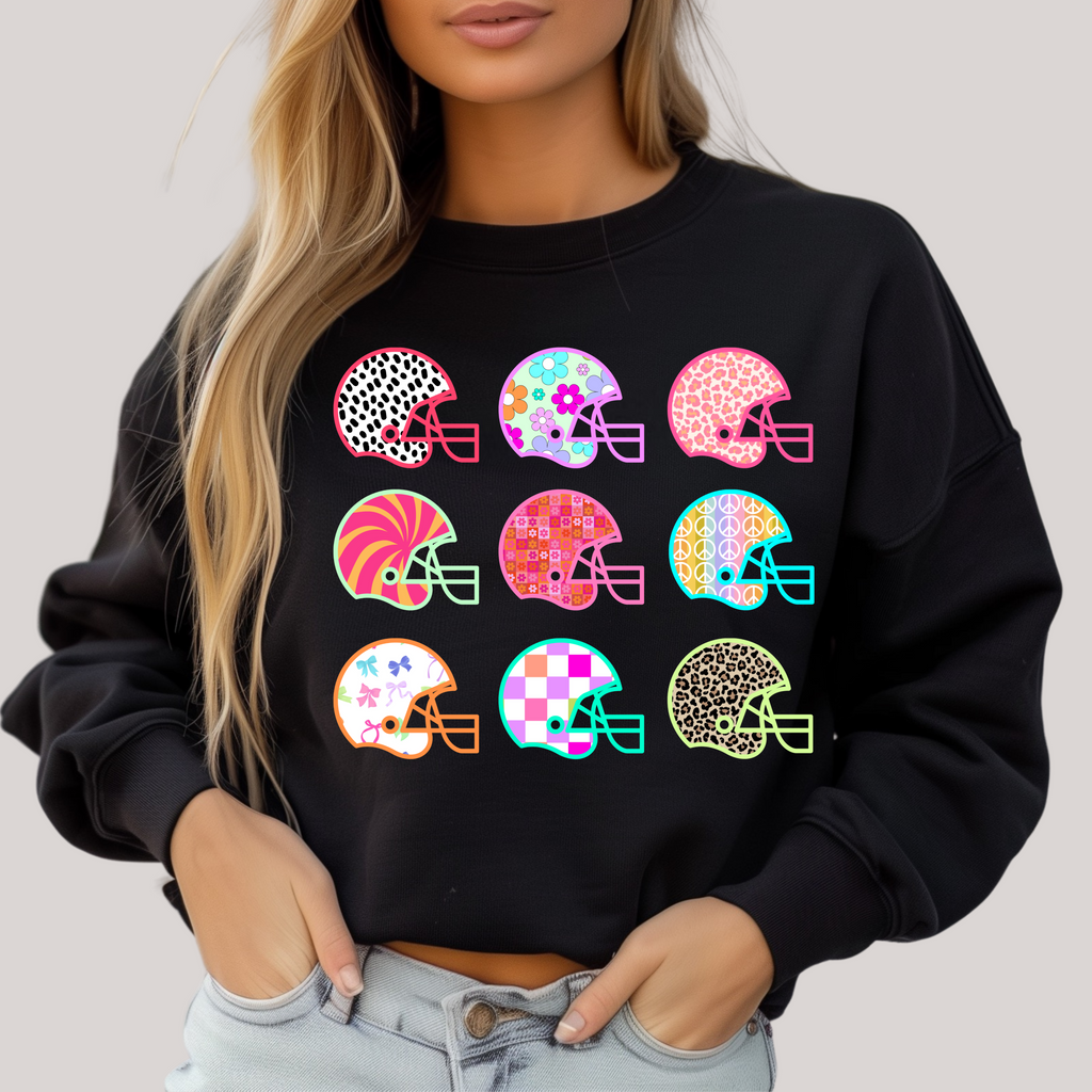 Hazel Blues® |  Girly Neon Helmets in Black Sweatshirt