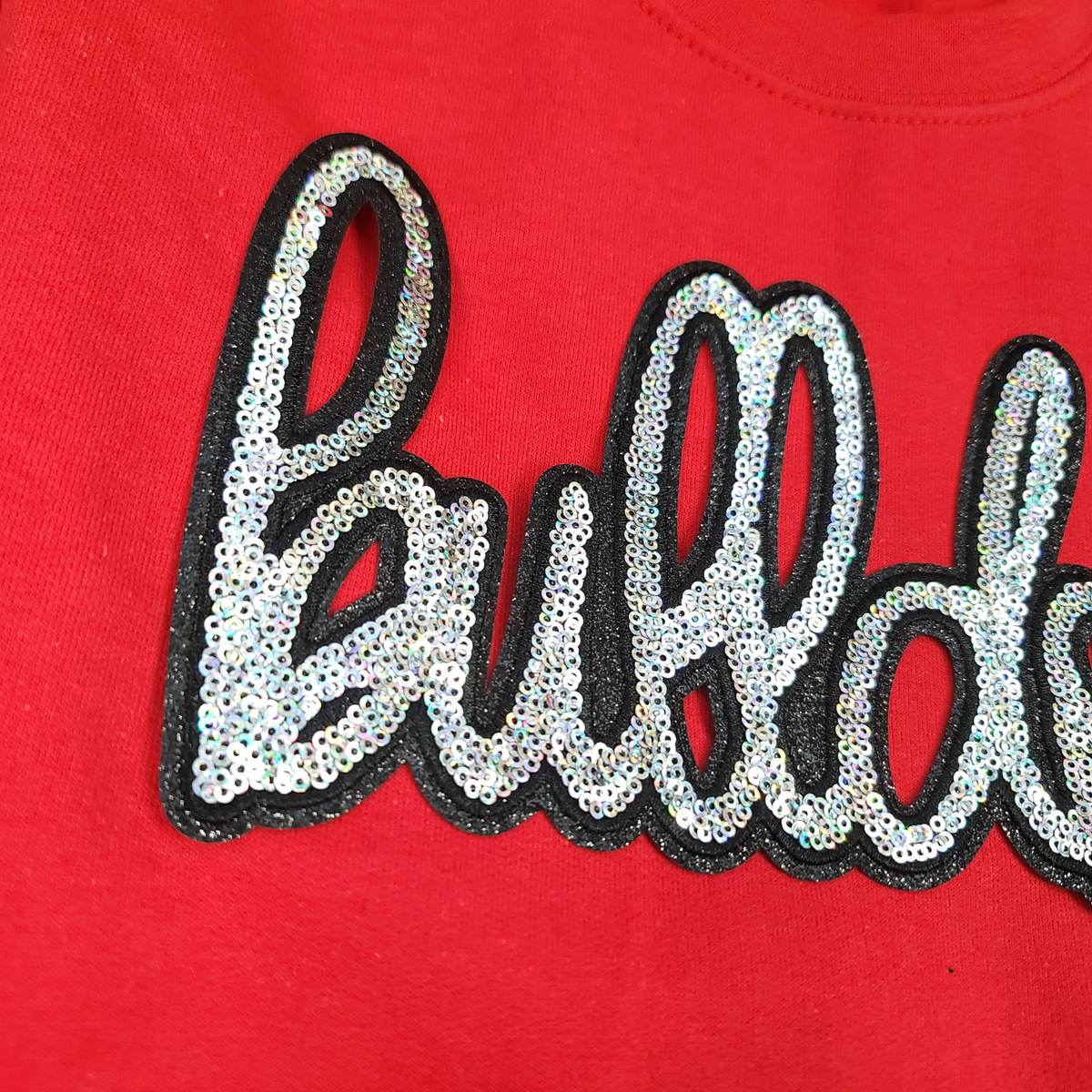 Hazel Blues® |  Bulldog Script Sequin Patch Sweatshirt