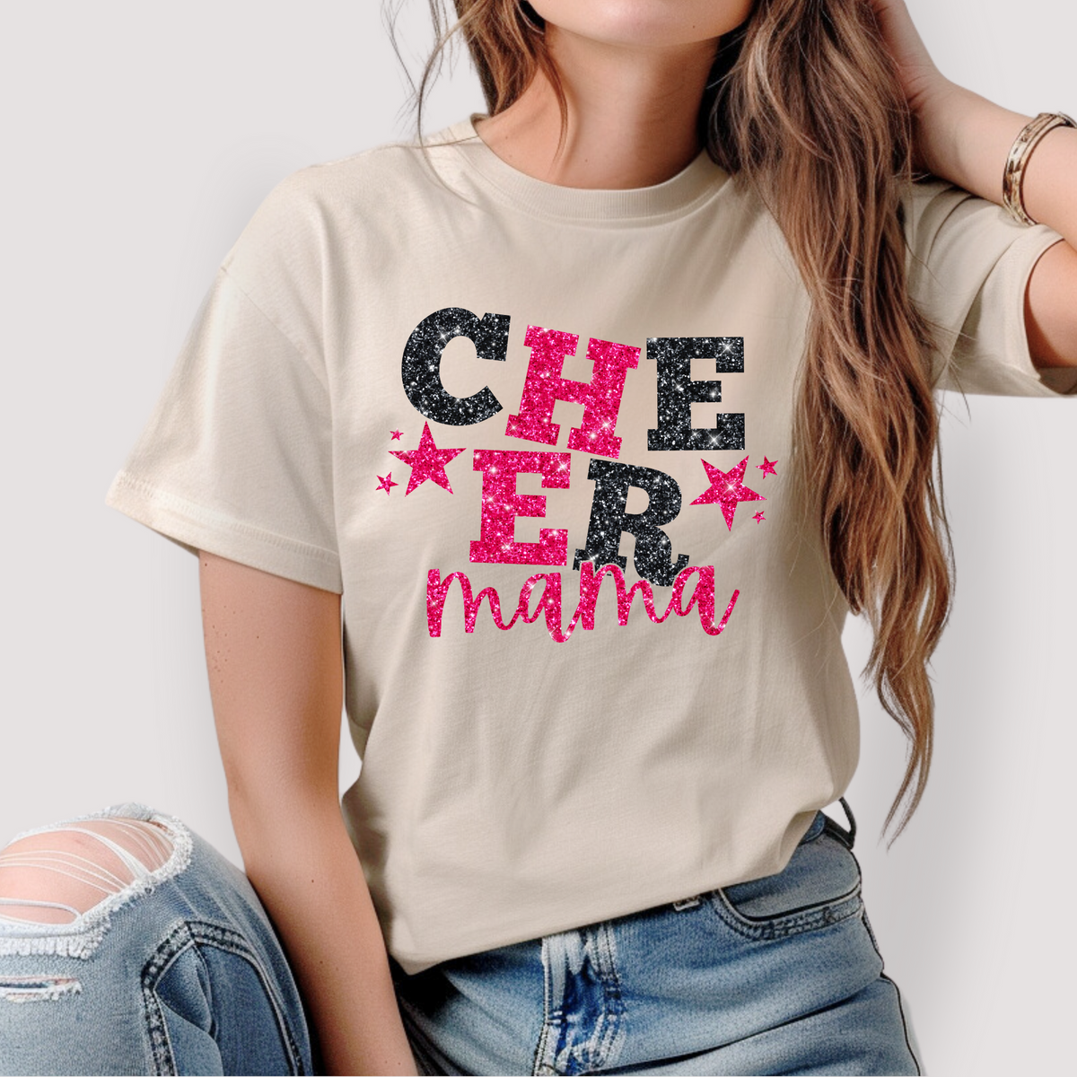 Hazel Blues® |  Cheer Mama Glitter Graphic Tee