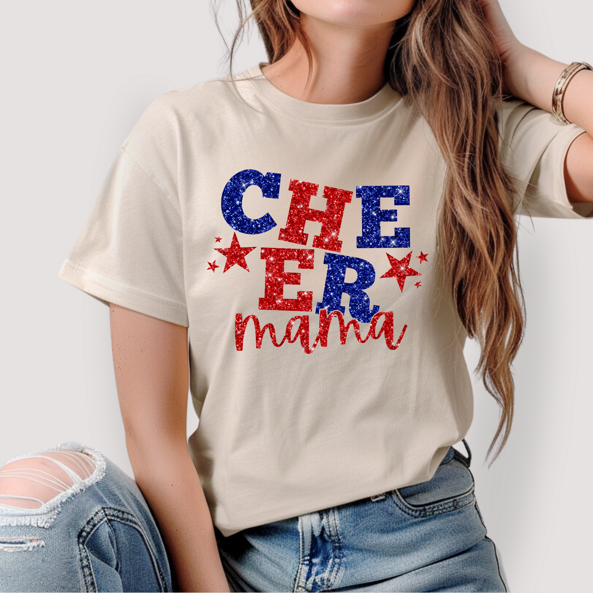 Hazel Blues® |  Cheer Mama Glitter Graphic Tee