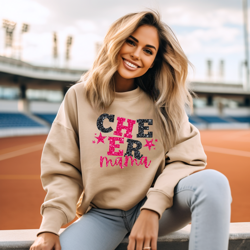 Hazel Blues® |  Cheer Mama Glitter Graphic Sweatshirt