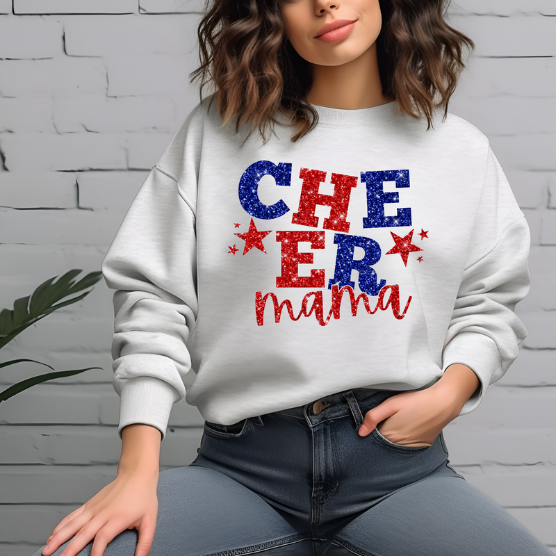 Hazel Blues® |  Cheer Mama Glitter Graphic Sweatshirt