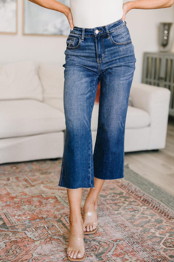 Hazel Blues® | Hayes High Rise Wide Leg Crop Jeans - Hazel Blues®