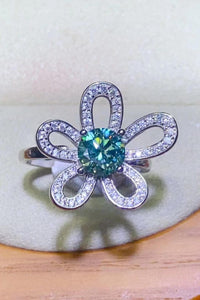 Hazel Blues® | 1 Carat Moissanite Flower Shape Open Ring - Hazel Blues®