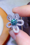 Hazel Blues® | 1 Carat Moissanite Flower Shape Open Ring - Hazel Blues®