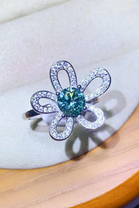 Hazel Blues® | 1 Carat Moissanite Flower Shape Open Ring - Hazel Blues®