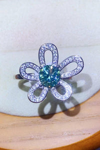 Hazel Blues® | 1 Carat Moissanite Flower Shape Open Ring - Hazel Blues®