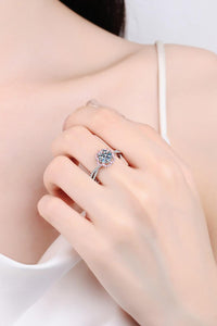 Hazel Blues® | 1 Carat Moissanite Flower-Shaped Crisscross Ring - Hazel Blues®