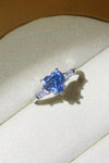Hazel Blues® | 1 Carat Moissanite Heart-Shaped Platinum-Plated Ring in Blue - Hazel Blues®