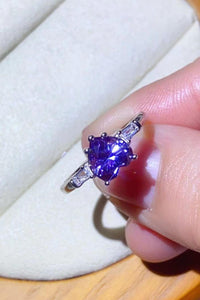 Hazel Blues® | 1 Carat Moissanite Heart-Shaped Platinum-Plated Ring in Purple - Hazel Blues®