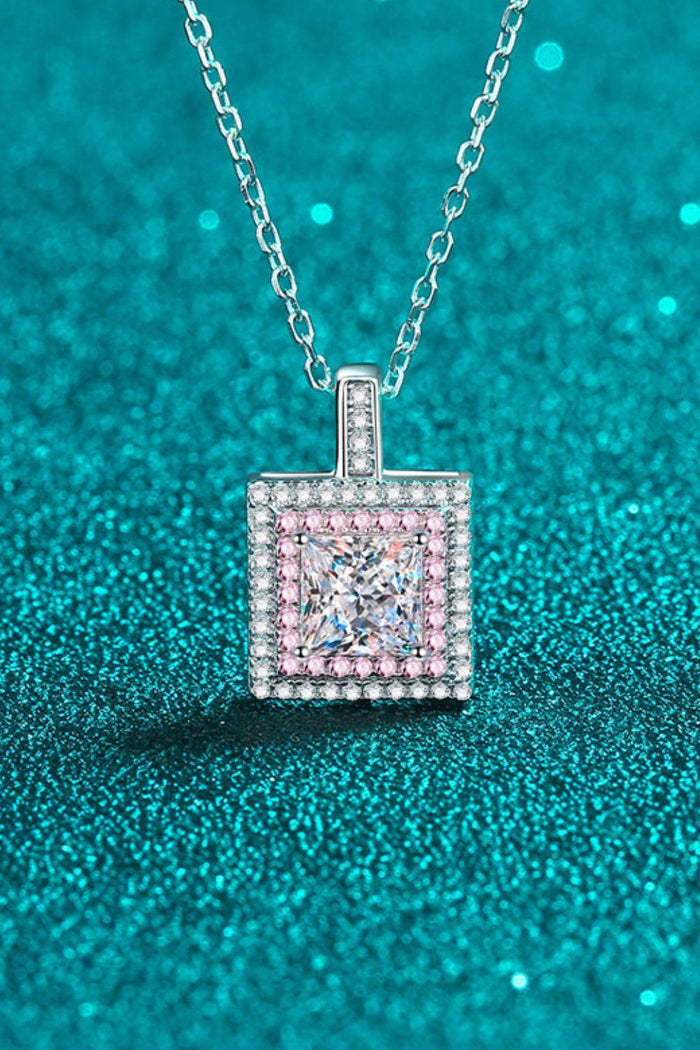 Hazel Blues® | 1 Carat Moissanite Square Pendant Chain Necklace - Hazel Blues®