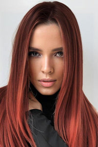 Hazel Blues® | 13*2" Full-Machine Wigs Synthetic Mid-Length Straight 27" - Hazel Blues®