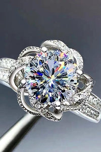 Hazel Blues® | 2 Carat Moissanite Floral Platinum-Plated Ring - Hazel Blues®