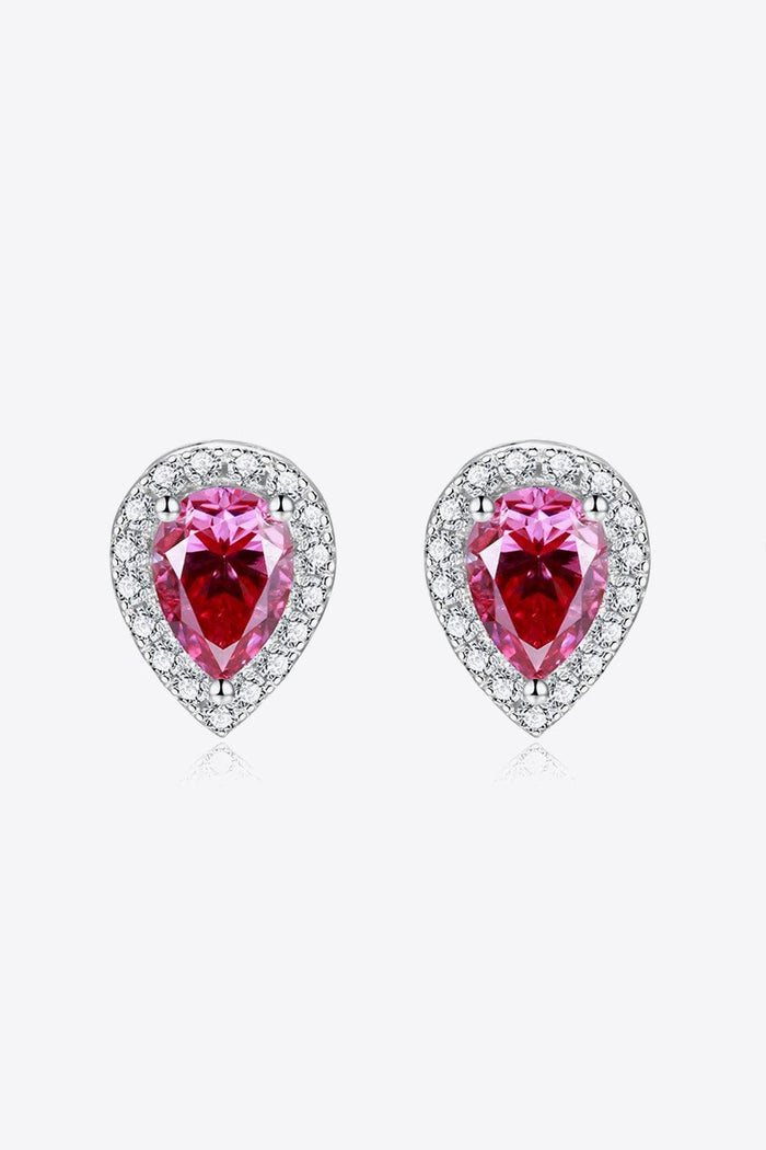 Hazel Blues® | 2 Carat Moissanite Teardrop Stud Earrings in Rose - Hazel Blues®