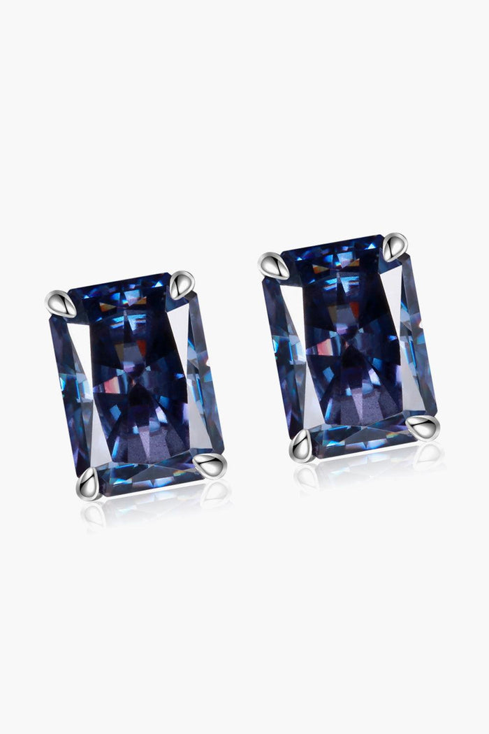 Hazel Blues® | 2 Carat Rectangle Moissanite 4-Prong Stud Earrings - Hazel Blues®