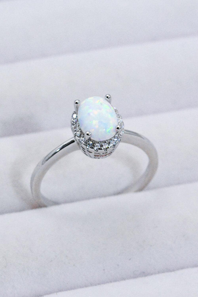 Hazel Blues® | 925 Sterling Silver 4-Prong Opal Ring - Hazel Blues®