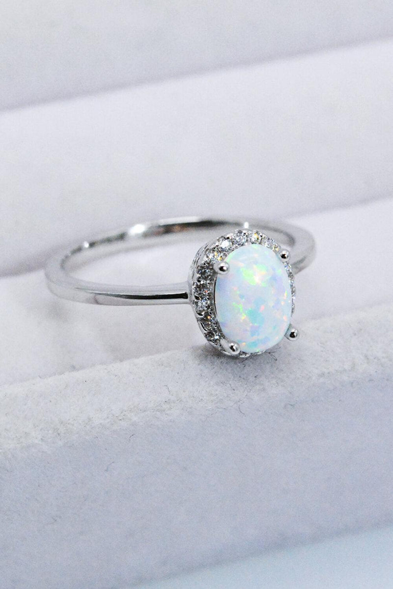 Hazel Blues® | 925 Sterling Silver 4-Prong Opal Ring - Hazel Blues®