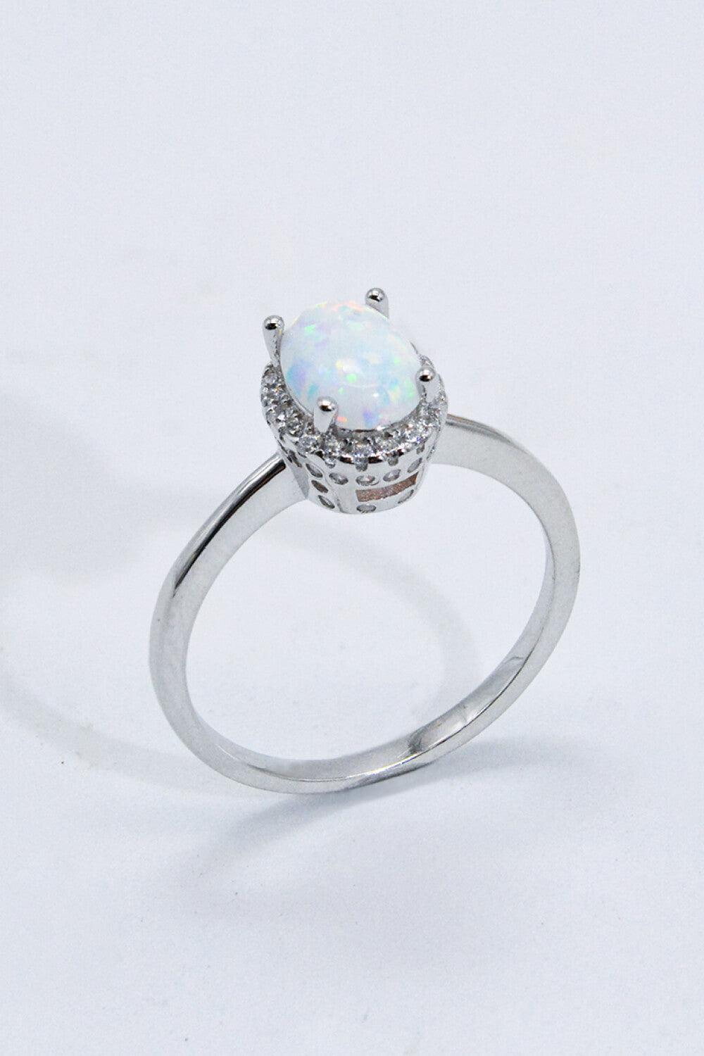 Hazel Blues® | 925 Sterling Silver 4-Prong Opal Ring - Hazel Blues®