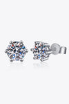 Hazel Blues® | 925 Sterling Silver 6-Prong 2 Carat Moissanite Stud Earrings - Hazel Blues®