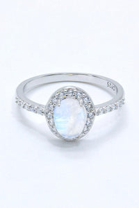 Hazel Blues® | 925 Sterling Silver Natural Moonstone Halo Ring - Hazel Blues®