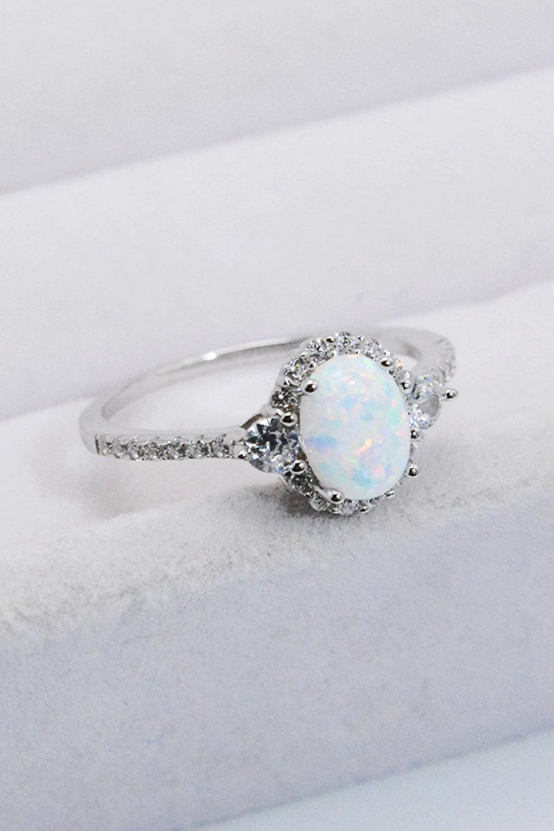 Hazel Blues® | 925 Sterling Silver Platinum-Plated Opal Ring - Hazel Blues®