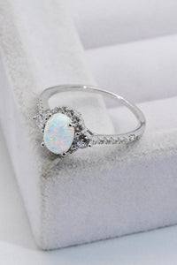 Hazel Blues® | 925 Sterling Silver Platinum-Plated Opal Ring - Hazel Blues®