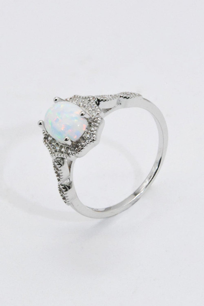 Hazel Blues® | 925 Sterling Silver Platinum-Plated Opal Ring - Hazel Blues®