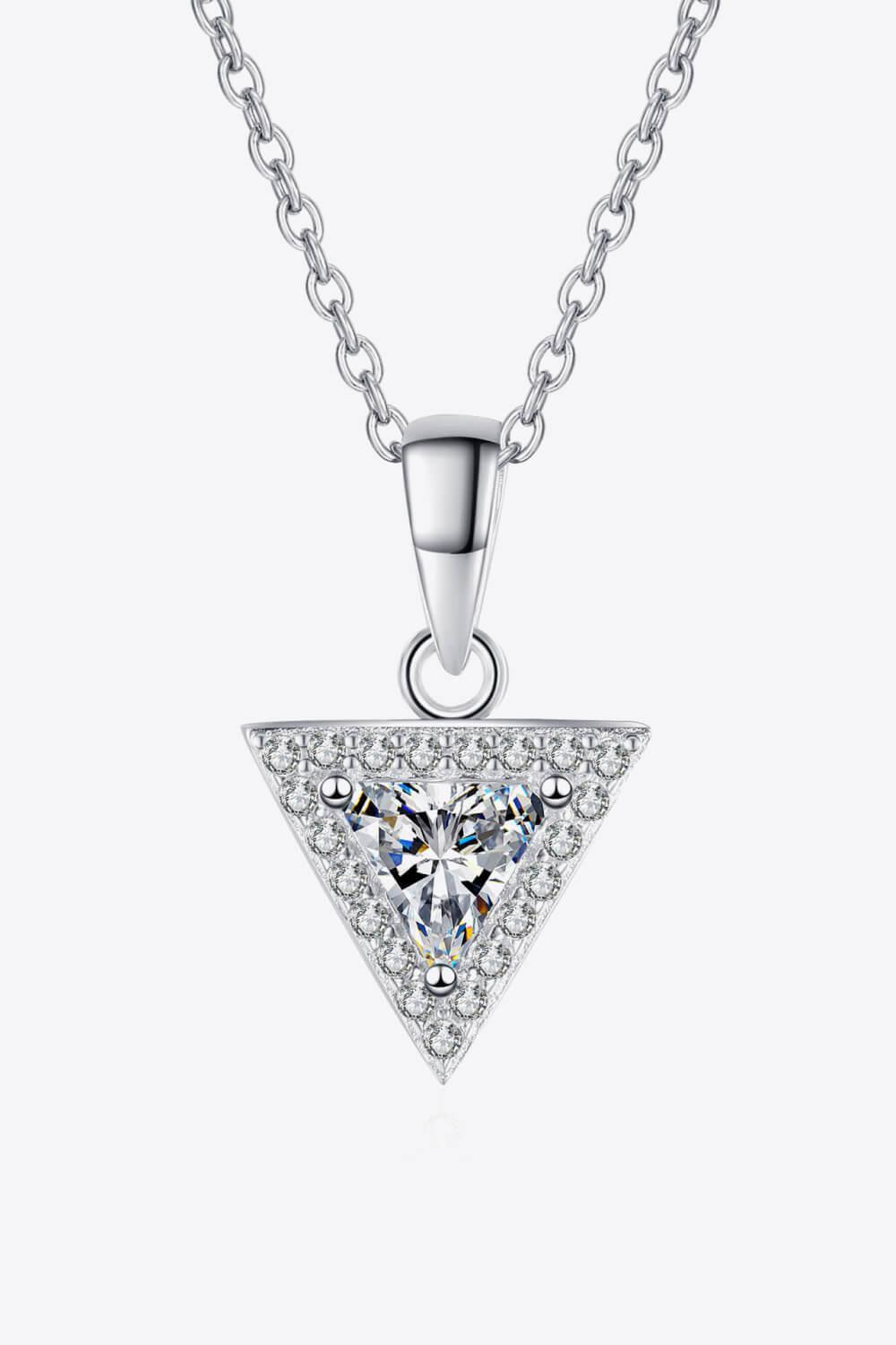 Hazel Blues® | 925 Sterling Silver Triangle Moissanite Pendant Necklace - Hazel Blues®