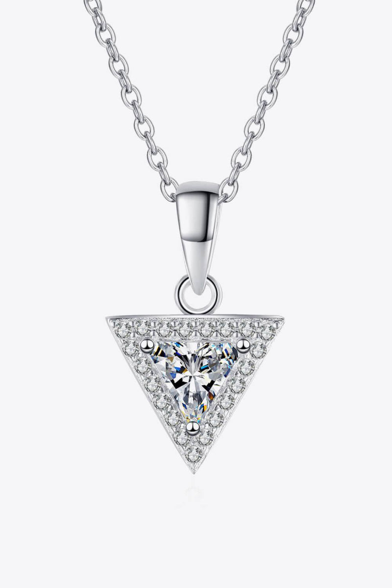 Hazel Blues® | 925 Sterling Silver Triangle Moissanite Pendant Necklace - Hazel Blues®